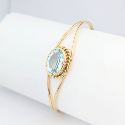 Bracelet Bracelet jonc en or jaune 18 carats et aigue-marine 58 Facettes 31240