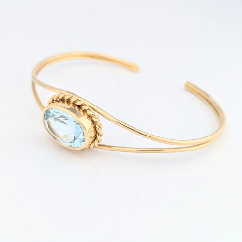 Bracelet Bracelet jonc en or jaune 18 carats et aigue-marine 58 Facettes 31240