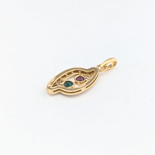 Pendentif Pendentif en or jaune avec diamants, rubis et émeraude 58 Facettes 31224