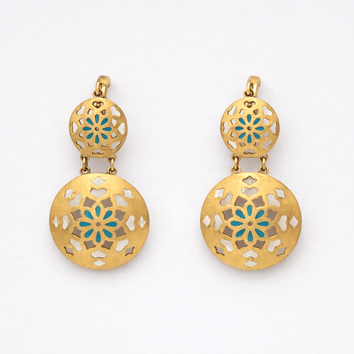 Boucles d'oreilles Boucles d'oreilles pendantes ajourées en or jaune 18 carats émaillées 58 Facettes 33346