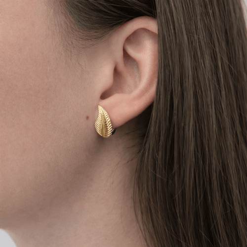 Boucles d'oreilles Boucles d'oreilles feuille stylisée en or jaune 18 carats 58 Facettes 32681