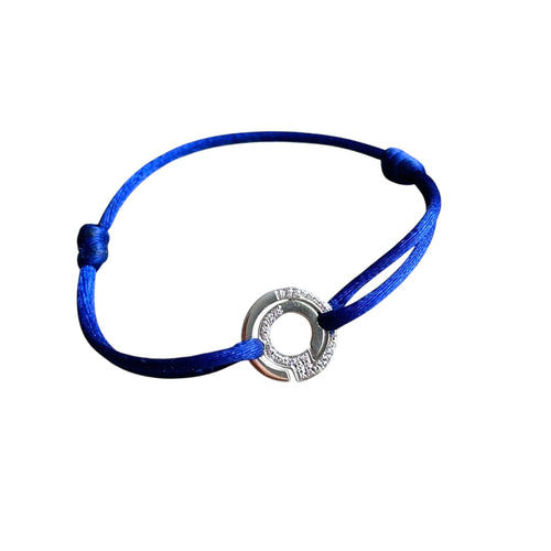 Bracelet Dinh Van Seventies - Bracelet sur cordon en or blanc 18 carats et diamants 58 Facettes 375