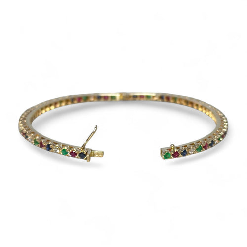 Bracelet Bracelet rivière - Bracelet jonc en or jaune 18 carats, diamants, rubis, saphirs, émeraudes 58 Facettes 332