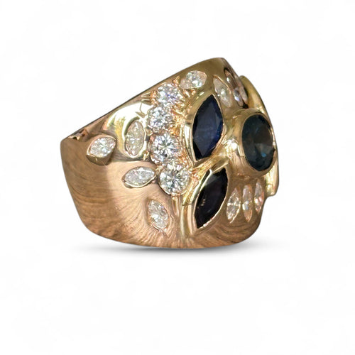 Bague 55 Bague saphirs et diamants en or rose 18 carats 58 Facettes 265