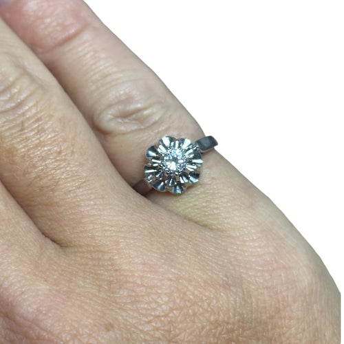 Bague 49 Solitaire - Bague diamant en or blanc 18 carats et platine 58 Facettes 225