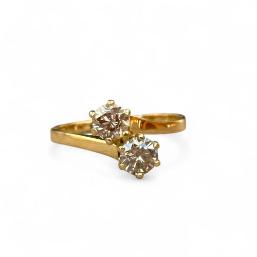 Bague 58 Bague toi et moi - Bague diamants en or jaune 18 carats 58 Facettes 218