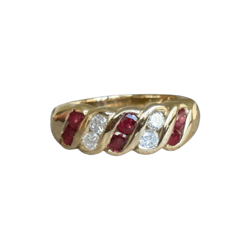 Bague 55 Bague jonc rubis et diamants en or jaune 18 carats 58 Facettes 97