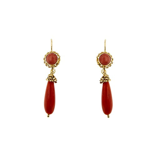 Boucles d'oreilles Boucles d’oreilles pendantes - Corail en or jaune 18 ct 58 Facettes 39795