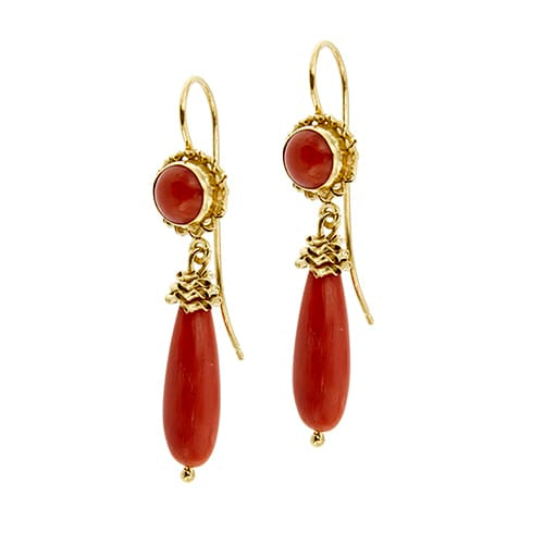 Boucles d'oreilles Boucles d’oreilles pendantes - Corail en or jaune 18 ct 58 Facettes 39795