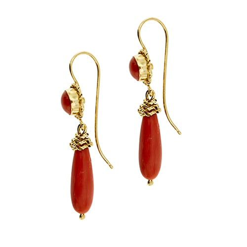 Boucles d'oreilles Boucles d’oreilles pendantes - Corail en or jaune 18 ct 58 Facettes 39795