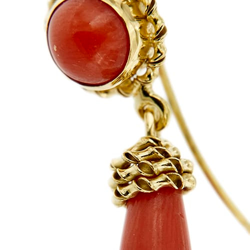 Boucles d'oreilles Boucles d’oreilles pendantes - Corail en or jaune 18 ct 58 Facettes 39795