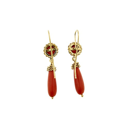 Boucles d'oreilles Boucles d’oreilles pendantes - Corail en or jaune 18 ct 58 Facettes 39795