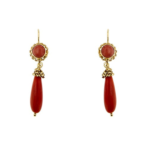 Boucles d'oreilles Boucles d’oreilles pendantes - Corail en or jaune 18 ct 58 Facettes 39795