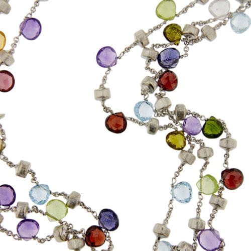 Collier Marco Bicego Paradise - Collier 3 rangs en or blanc 18 ct à pierres colorées 58 Facettes 38436