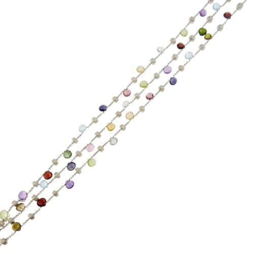 Collier Marco Bicego Paradise - Collier 3 rangs en or blanc 18 ct à pierres colorées 58 Facettes 38436