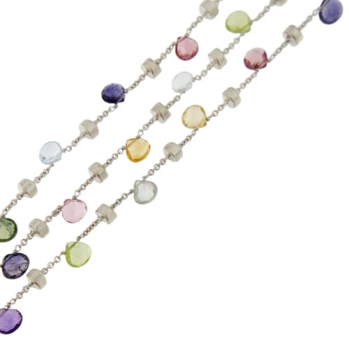Collier Marco Bicego Paradise - Collier 3 rangs en or blanc 18 ct à pierres colorées 58 Facettes 38436