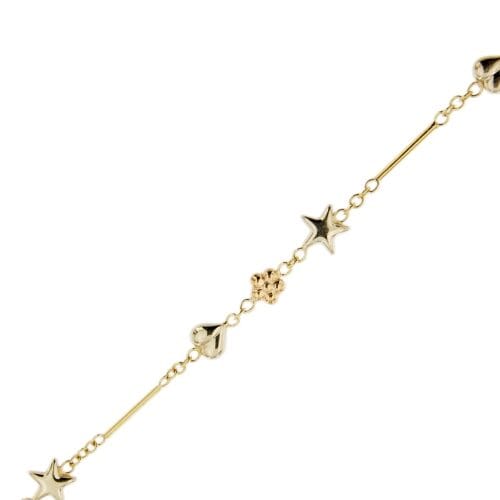 Bracelet Bracelet à cœurs, étoiles et fleurs en or 18 ct tricolore 58 Facettes 31820