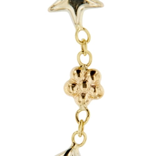 Bracelet Bracelet à cœurs, étoiles et fleurs en or 18 ct tricolore 58 Facettes 31820
