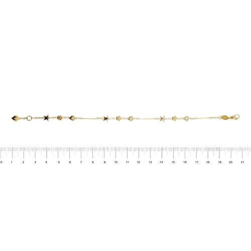 Bracelet Bracelet à cœurs, étoiles et fleurs en or 18 ct tricolore 58 Facettes 31820