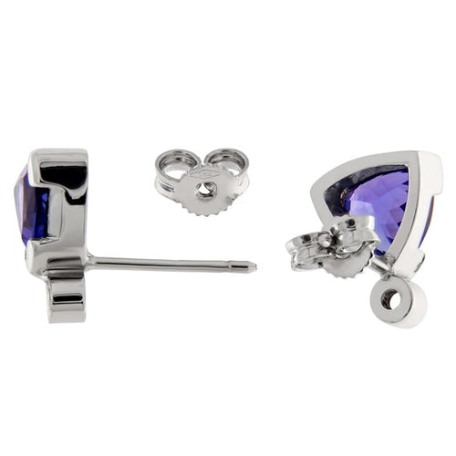 Boucles d'oreilles Guidetti - Boucles d'oreilles en or blanc tanzanites et diamants 58 Facettes G3554