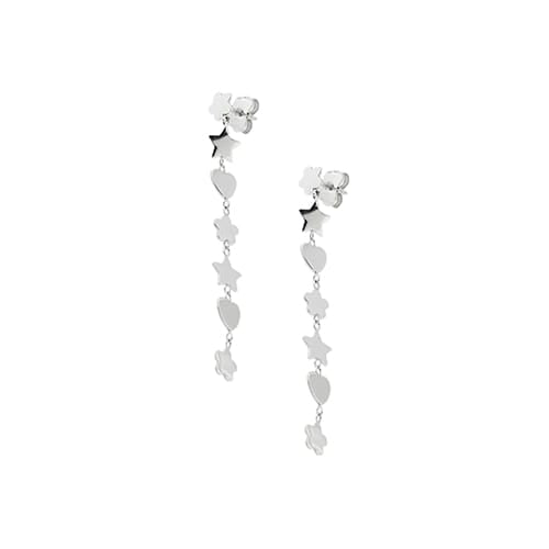 Boucles d'oreilles Boucles d’oreilles pendantes fleur, étoile et cœur en or blanc 18 ct 58 Facettes 36062