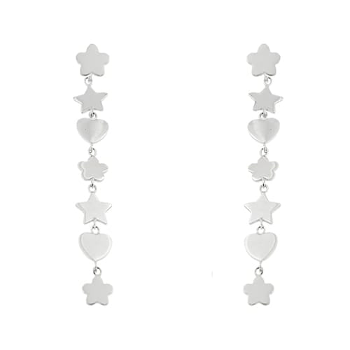 Boucles d'oreilles Boucles d’oreilles pendantes fleur, étoile et cœur en or blanc 18 ct 58 Facettes 36062