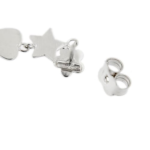 Boucles d'oreilles Boucles d’oreilles pendantes fleur, étoile et cœur en or blanc 18 ct 58 Facettes 36062