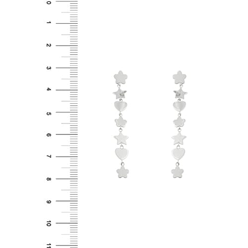 Boucles d'oreilles Boucles d’oreilles pendantes fleur, étoile et cœur en or blanc 18 ct 58 Facettes 36062