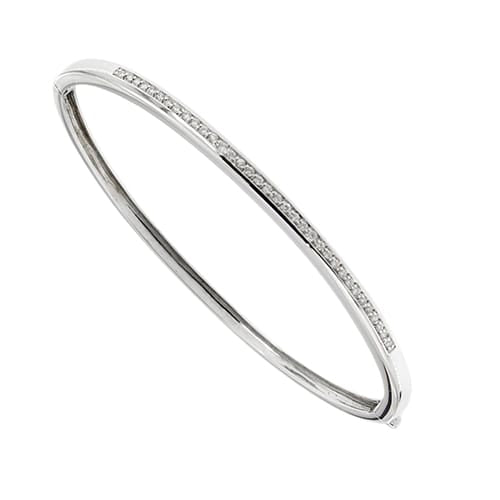 Bracelet Bracelet jonc en or blanc 18 ct et diamants 58 Facettes 35390