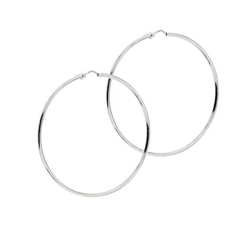 Boucles d'oreilles Boucles d’oreilles créoles grandes en or blanc 18 ct 58 Facettes 30003
