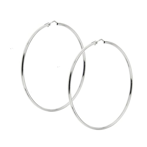 Boucles d'oreilles Boucles d’oreilles créoles grandes en or blanc 18 ct 58 Facettes 30003
