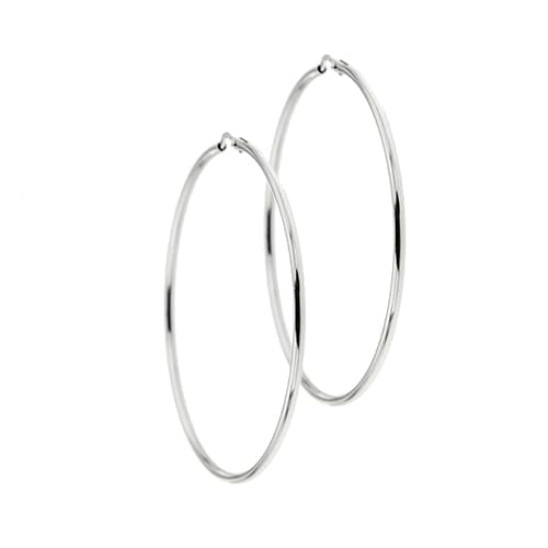 Boucles d'oreilles Boucles d’oreilles créoles grandes en or blanc 18 ct 58 Facettes 30003