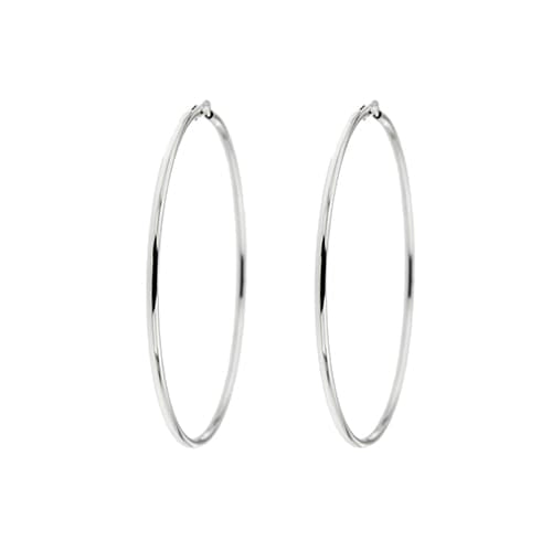 Boucles d'oreilles Boucles d’oreilles créoles grandes en or blanc 18 ct 58 Facettes 30003