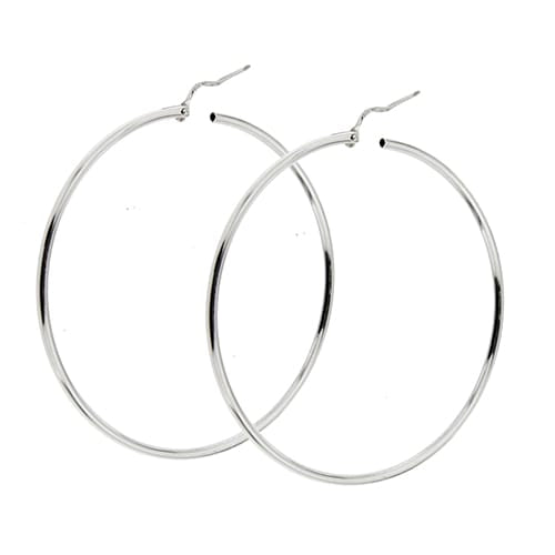 Boucles d'oreilles Boucles d’oreilles créoles grandes en or blanc 18 ct 58 Facettes 30003