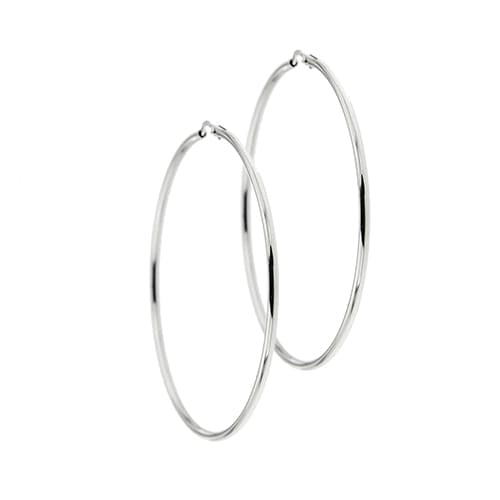 Boucles d'oreilles Boucles d’oreilles créoles grandes en or blanc 18 ct 58 Facettes 30003