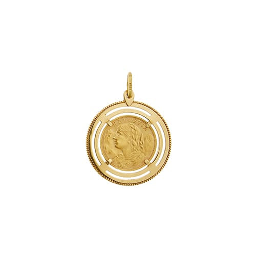 Pendentif Pendentif rond - Monnaie 20 francs suisses en or jaune 18 ct 58 Facettes 39066