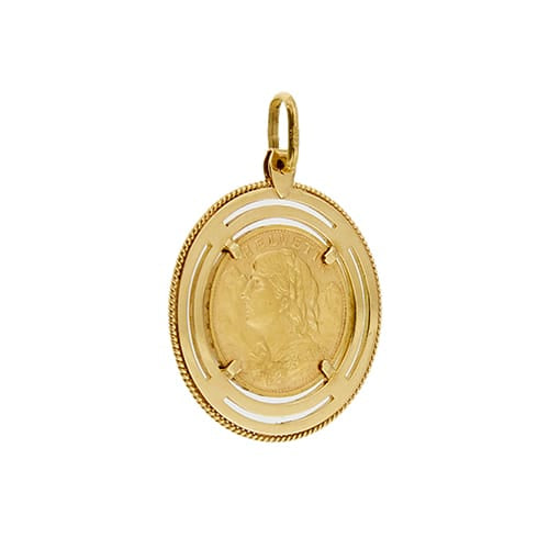 Pendentif Pendentif rond - Monnaie 20 francs suisses en or jaune 18 ct 58 Facettes 39066