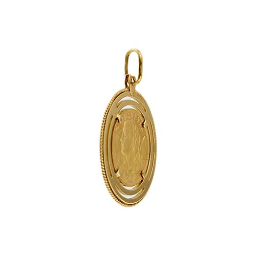 Pendentif Pendentif rond - Monnaie 20 francs suisses en or jaune 18 ct 58 Facettes 39066