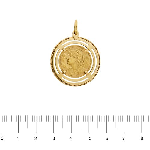 Pendentif Pendentif rond - Monnaie 20 francs suisses en or jaune 18 ct 58 Facettes 39066