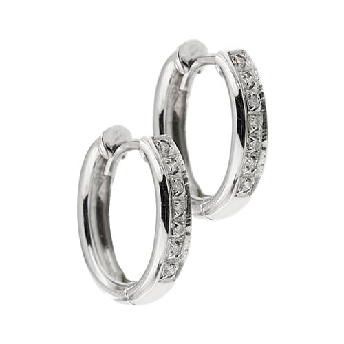 Boucles d'oreilles Boucles d’oreilles créoles ovales en or blanc 18 ct et diamants 58 Facettes 37738