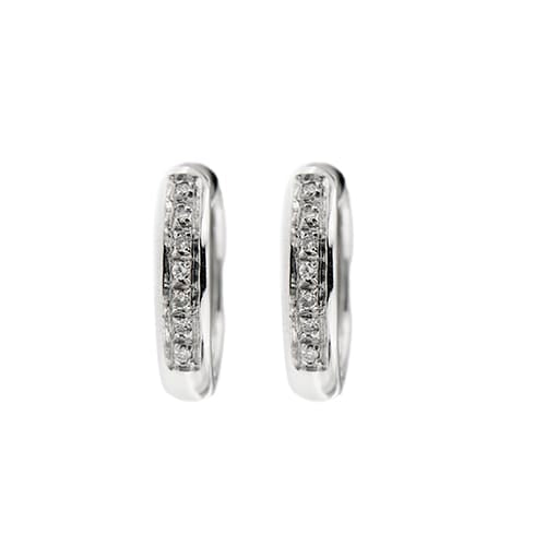 Boucles d'oreilles Boucles d’oreilles créoles ovales en or blanc 18 ct et diamants 58 Facettes 37738