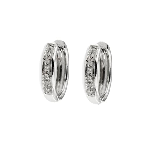 Boucles d'oreilles Boucles d’oreilles créoles ovales en or blanc 18 ct et diamants 58 Facettes 37738