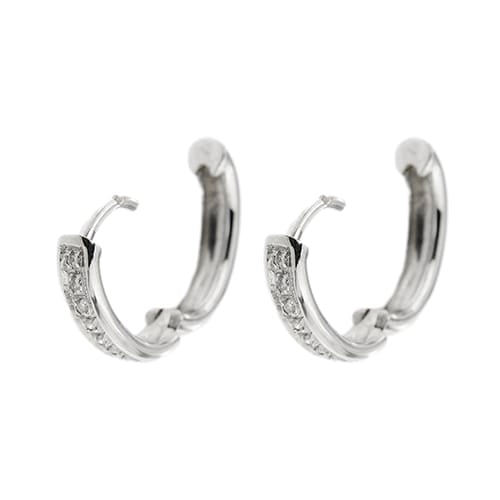 Boucles d'oreilles Boucles d’oreilles créoles ovales en or blanc 18 ct et diamants 58 Facettes 37738