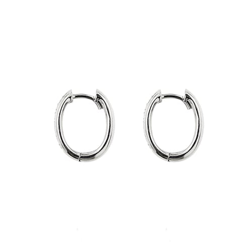 Boucles d'oreilles Boucles d’oreilles créoles ovales en or blanc 18 ct et diamants 58 Facettes 37738