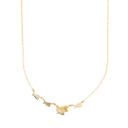Collier Collier - Maille rolò avec 5 poissons en or jaune et blanc 18 ct 58 Facettes 34862