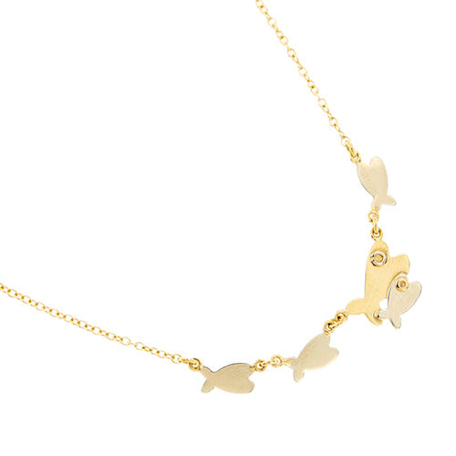 Collier Collier - Maille rolò avec 5 poissons en or jaune et blanc 18 ct 58 Facettes 34862