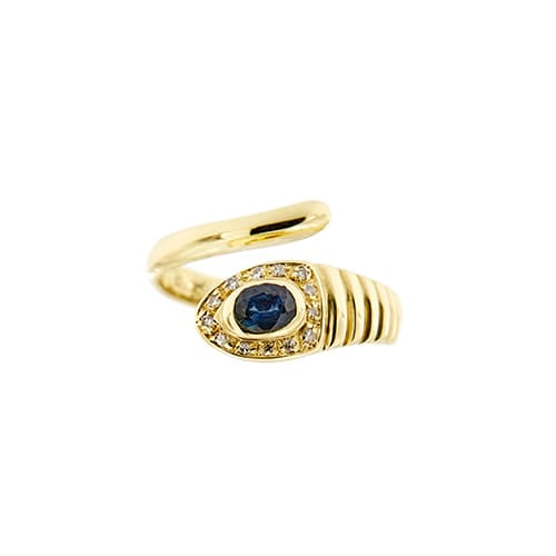 Bague Bague serpent - Bague en or jaune 18 ct avec saphir et diamants 58 Facettes 36945