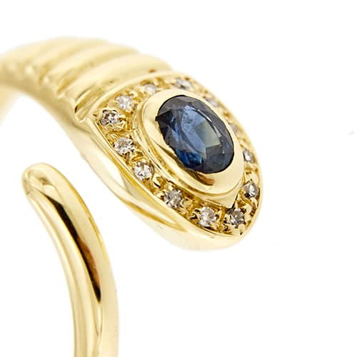 Bague Bague serpent - Bague en or jaune 18 ct avec saphir et diamants 58 Facettes 36945