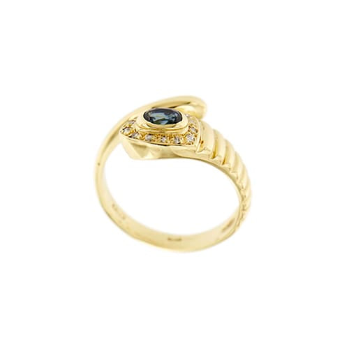 Bague Bague serpent - Bague en or jaune 18 ct avec saphir et diamants 58 Facettes 36945