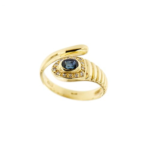 Bague Bague serpent - Bague en or jaune 18 ct avec saphir et diamants 58 Facettes 36945